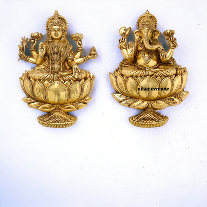 Ganesha Lakshmi pure Brass Wall hanging idol - 19 Inches