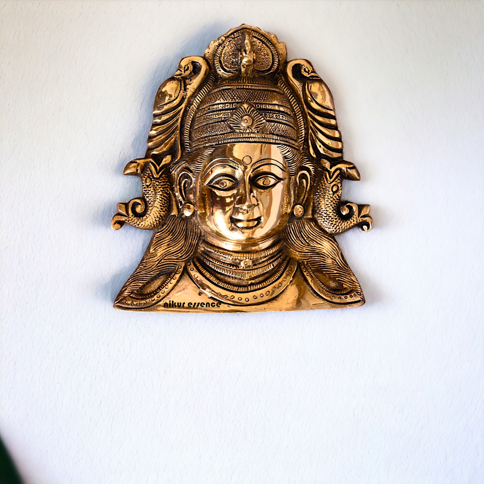 Parvati face wall hanging Solid Brass idol - 8 Inches