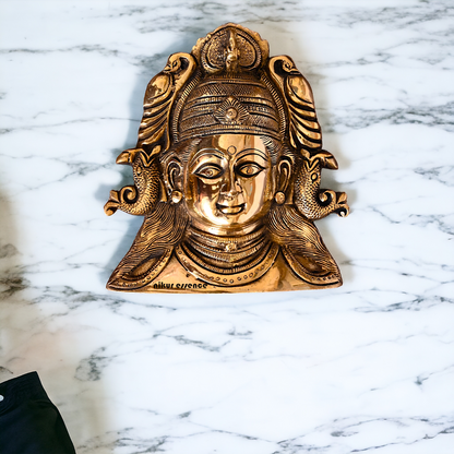 Parvati face wall hanging Solid Brass idol - 8 Inches