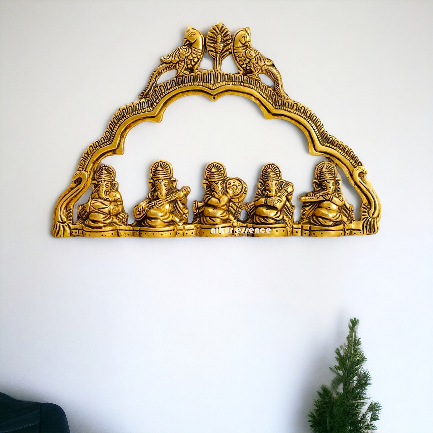 Ganesha Musical Brass wall Hanging - 7 Inches