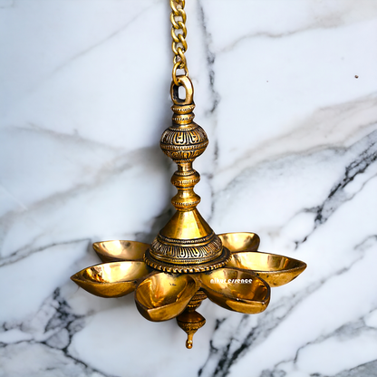 Seven Diya pure Brass wall hanging - 29.5 Inches