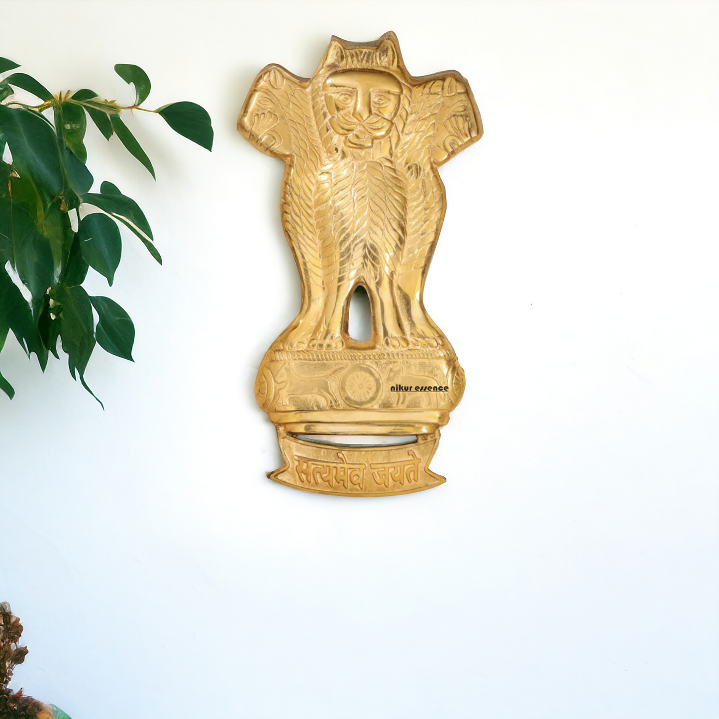 Ashok stambh Brass wall hanging plate idol - 26 Inches