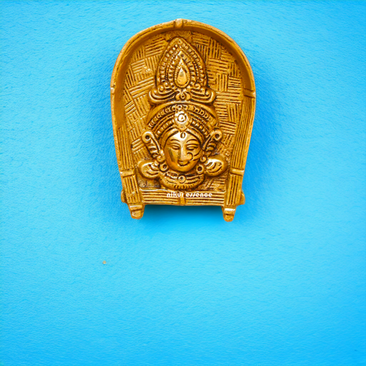 Durga face Brass wall hanging plate idol - 4 Inches