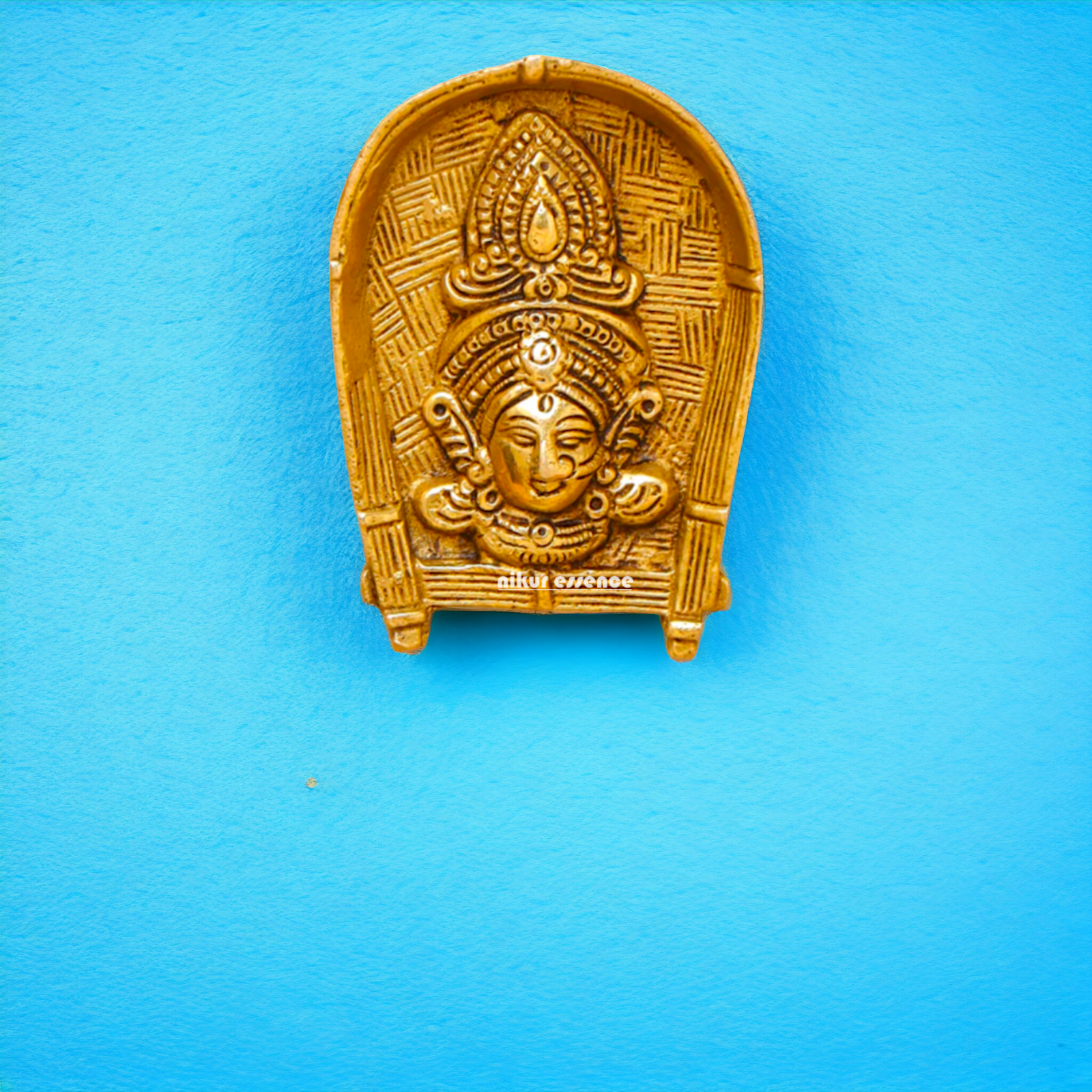 Durga face Brass wall hanging plate idol - 4 Inches