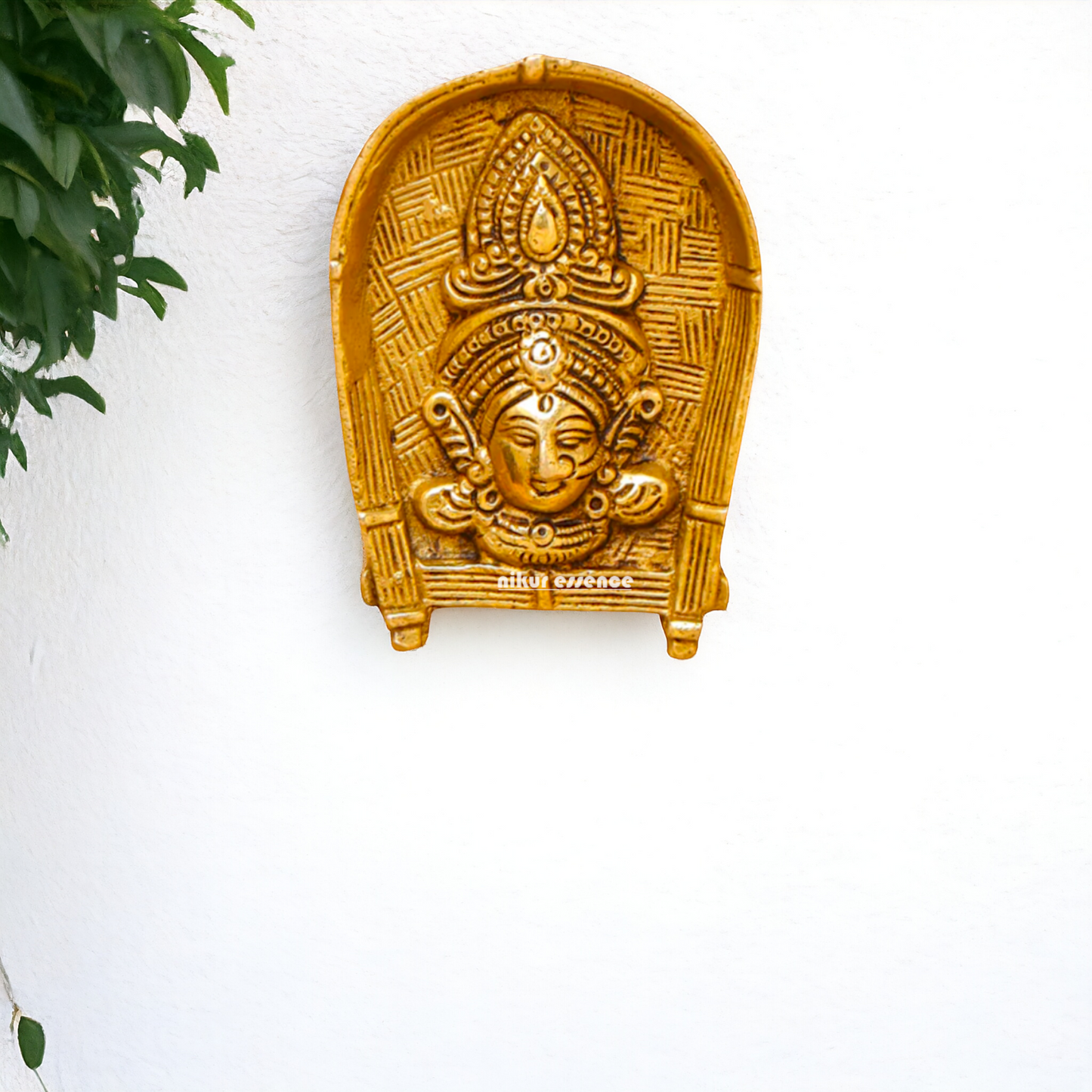 Durga face Brass wall hanging plate idol - 4 Inches