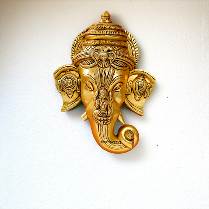 Brass Ganesha Ganpati wall hanging Plate - 12.5 Inches