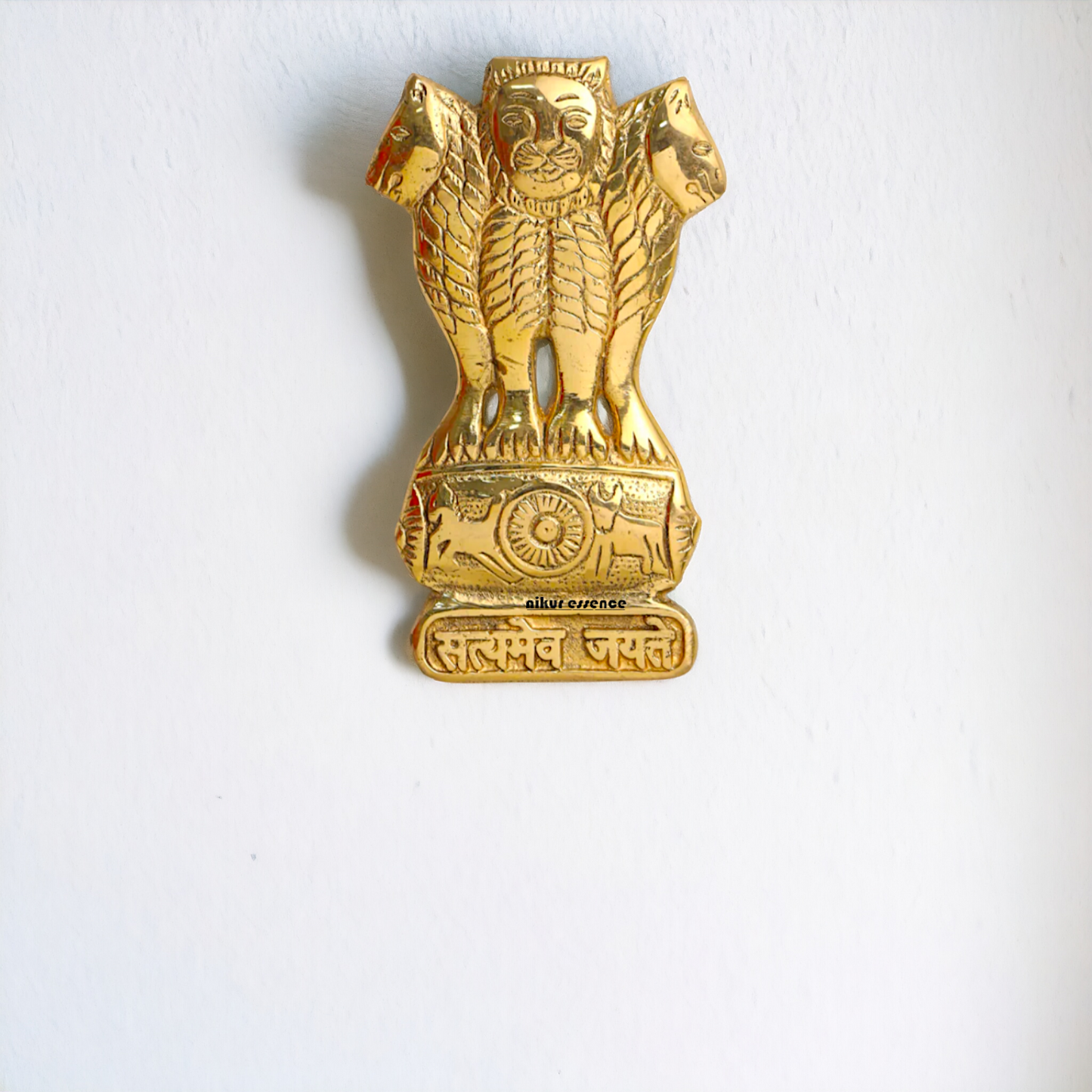 Pure Brass Ashok Stambh wall hanging plate idol - 8 Inches