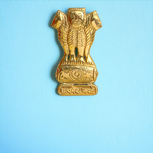 Pure Brass Ashok Stambh wall hanging plate idol - 8 Inches