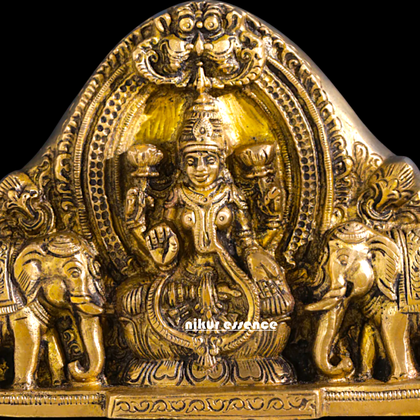 Antique brass Ganesha Lakshmi wall hanging plate idol - 7 Inches