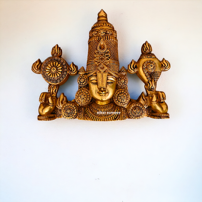 Tirupati Balaji Brass wall hanging plate idol - 15 Inches