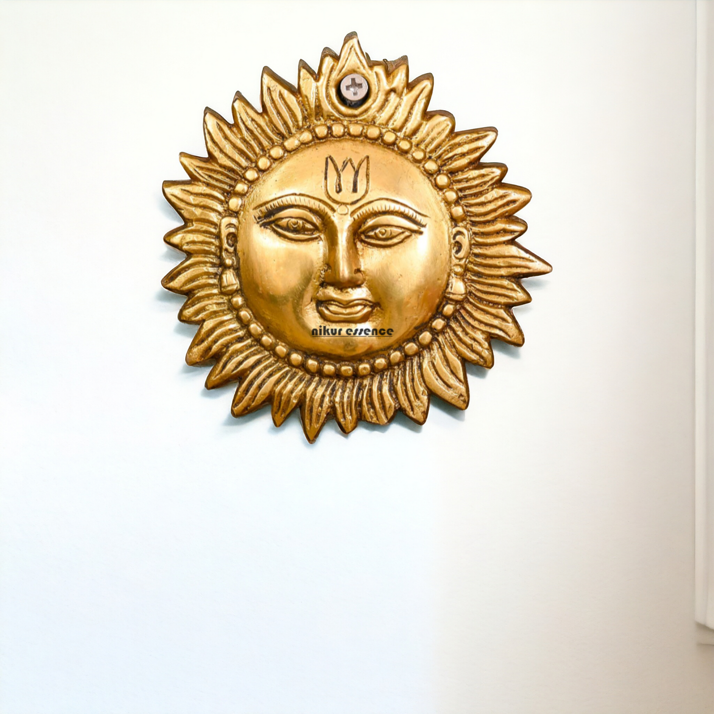 Sun face Brass wall hanging plate idol - 5.8 Inches