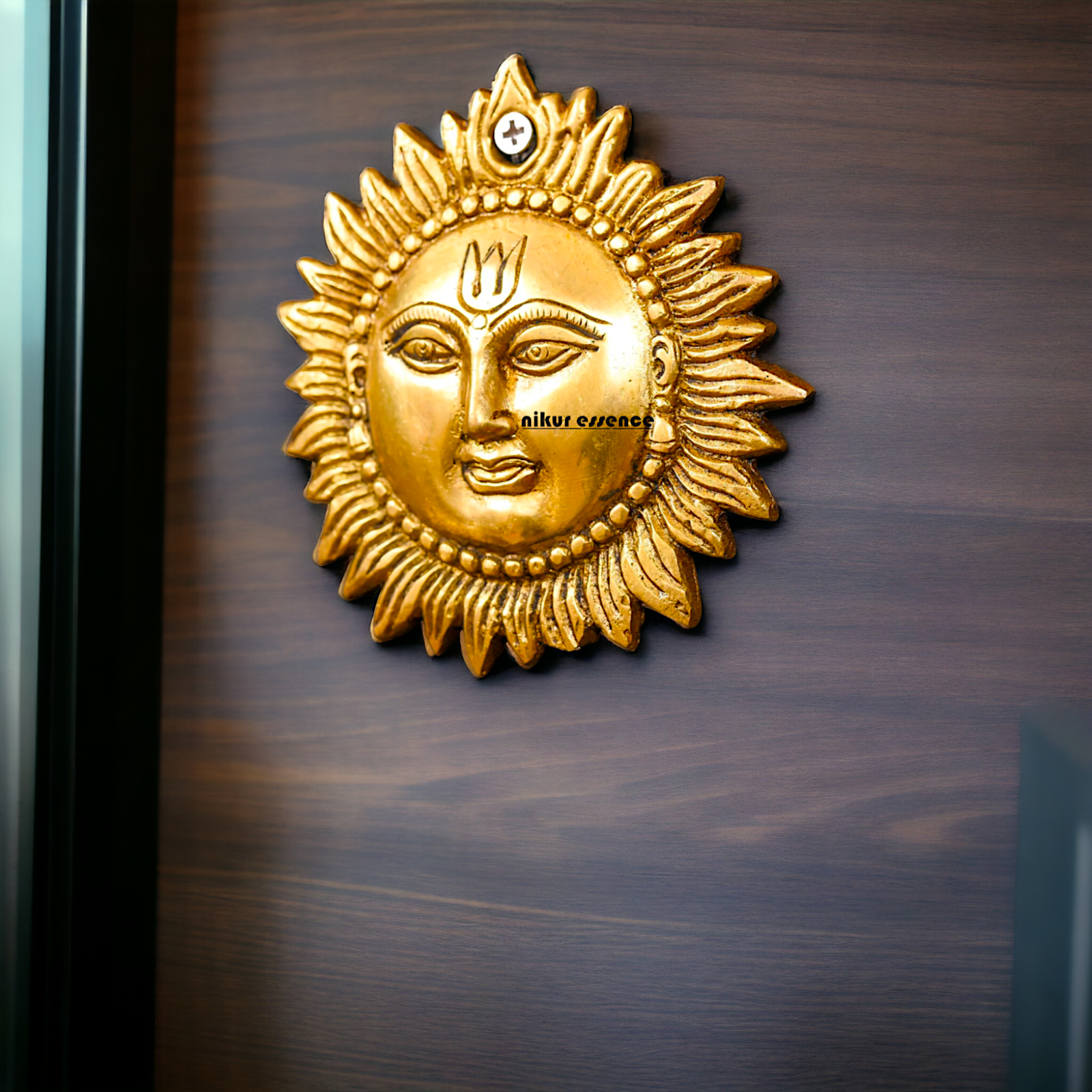 Sun face Brass wall hanging plate idol - 5.8 Inches