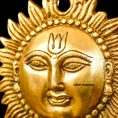 Sun face Brass wall hanging plate idol - 5.8 Inches