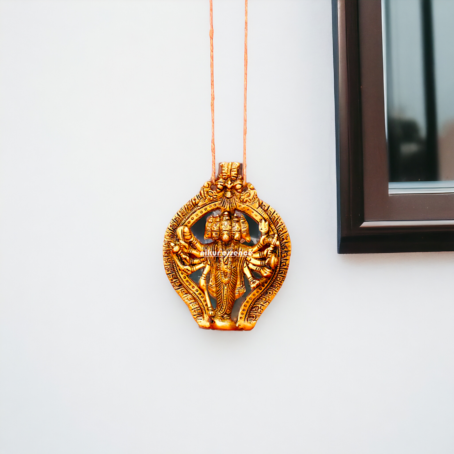 Antique Brass Panchmukhi Hanuman wall hanging plate - 5 inches