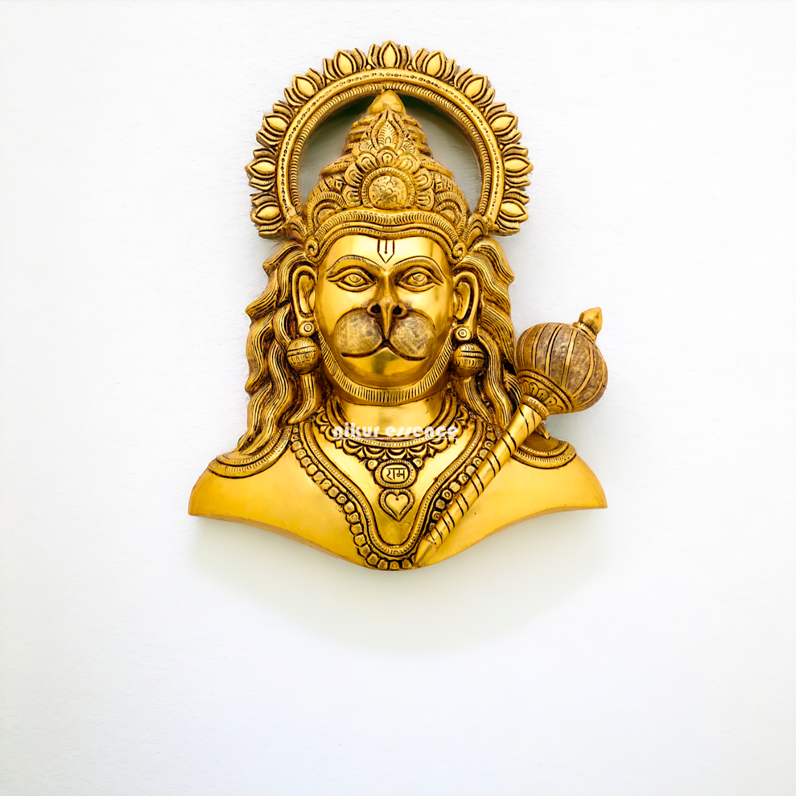 Big Hanuman ji decor Brass wall hanging plate idol- 14 inches