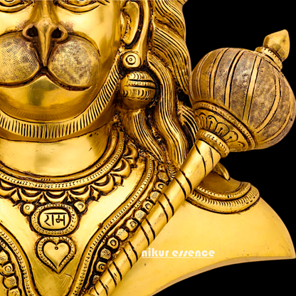 Big Hanuman ji decor Brass wall hanging plate idol- 14 inches