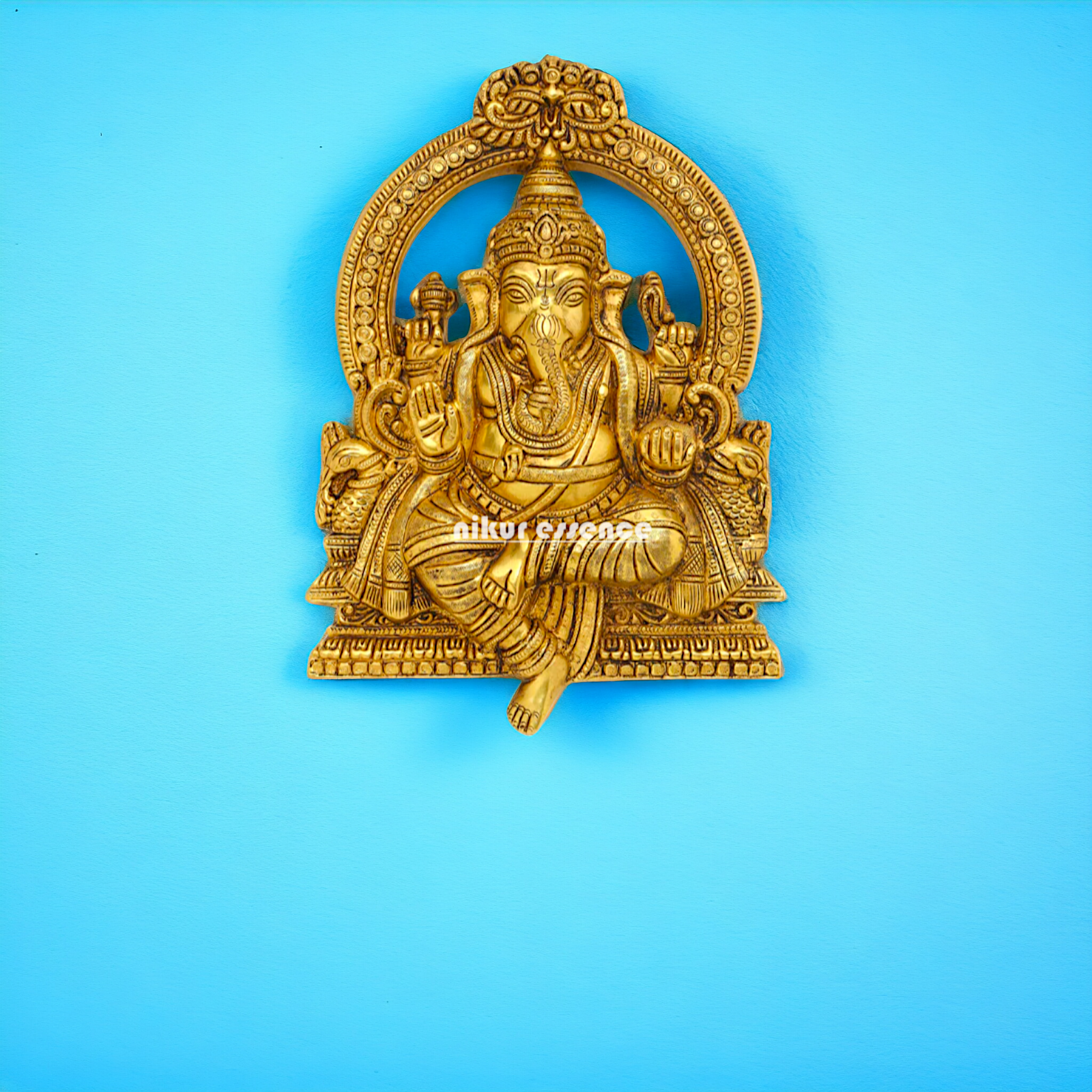 Brass Ganesha Ganpati decor wall hanging plate idol- 11.5 inches