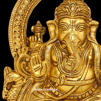 Brass Ganesha Ganpati decor wall hanging plate idol- 11.5 inches