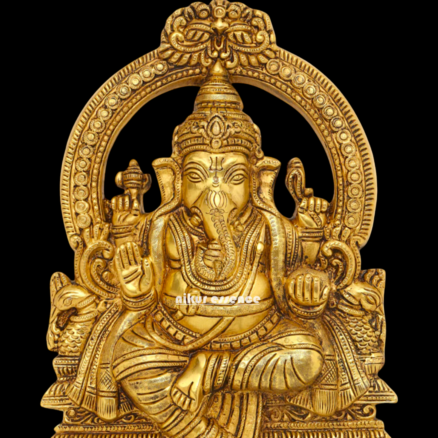 Brass Ganesha Ganpati decor wall hanging plate idol- 11.5 inches