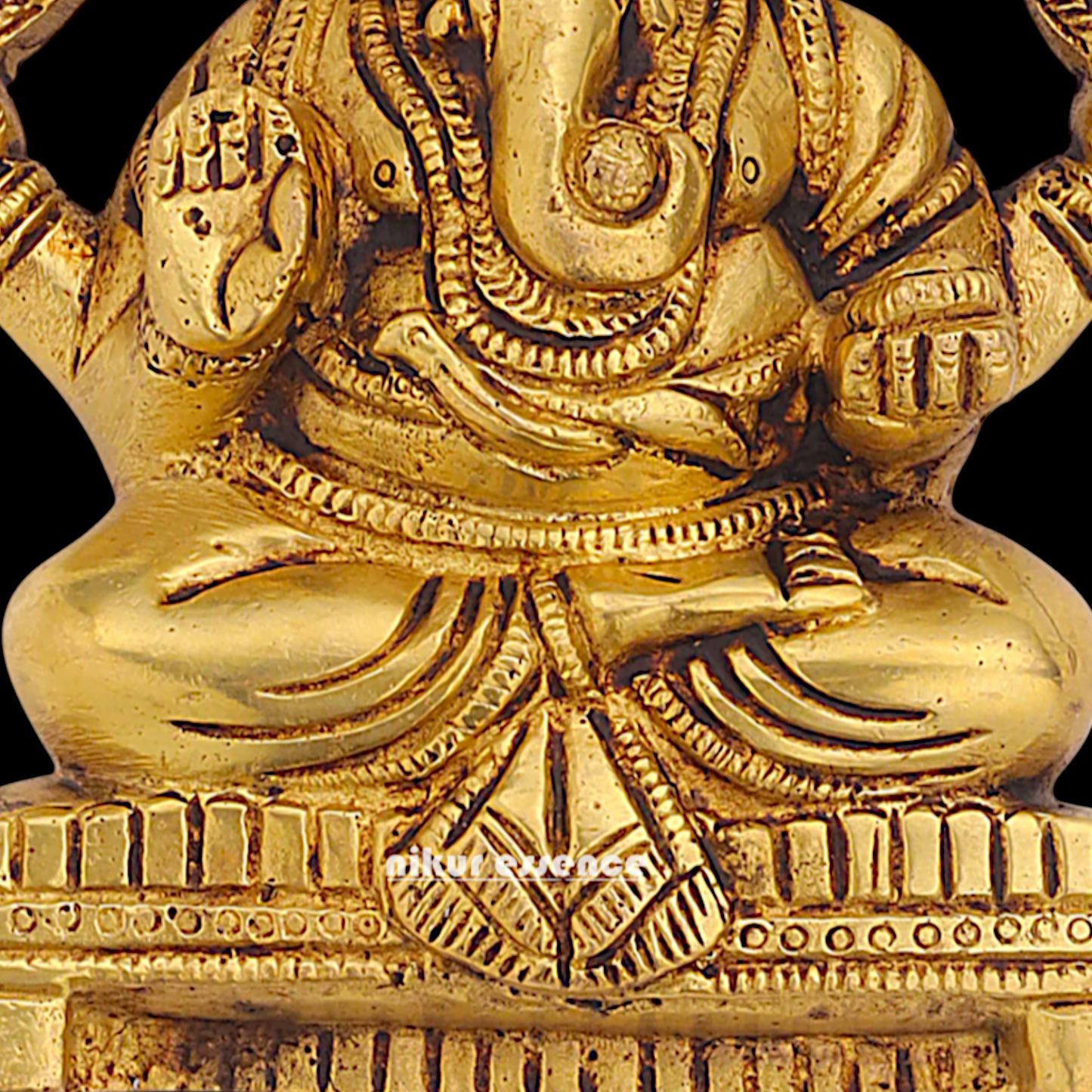 Brass Ganesha seated wall hanging plate idol- 7 inches