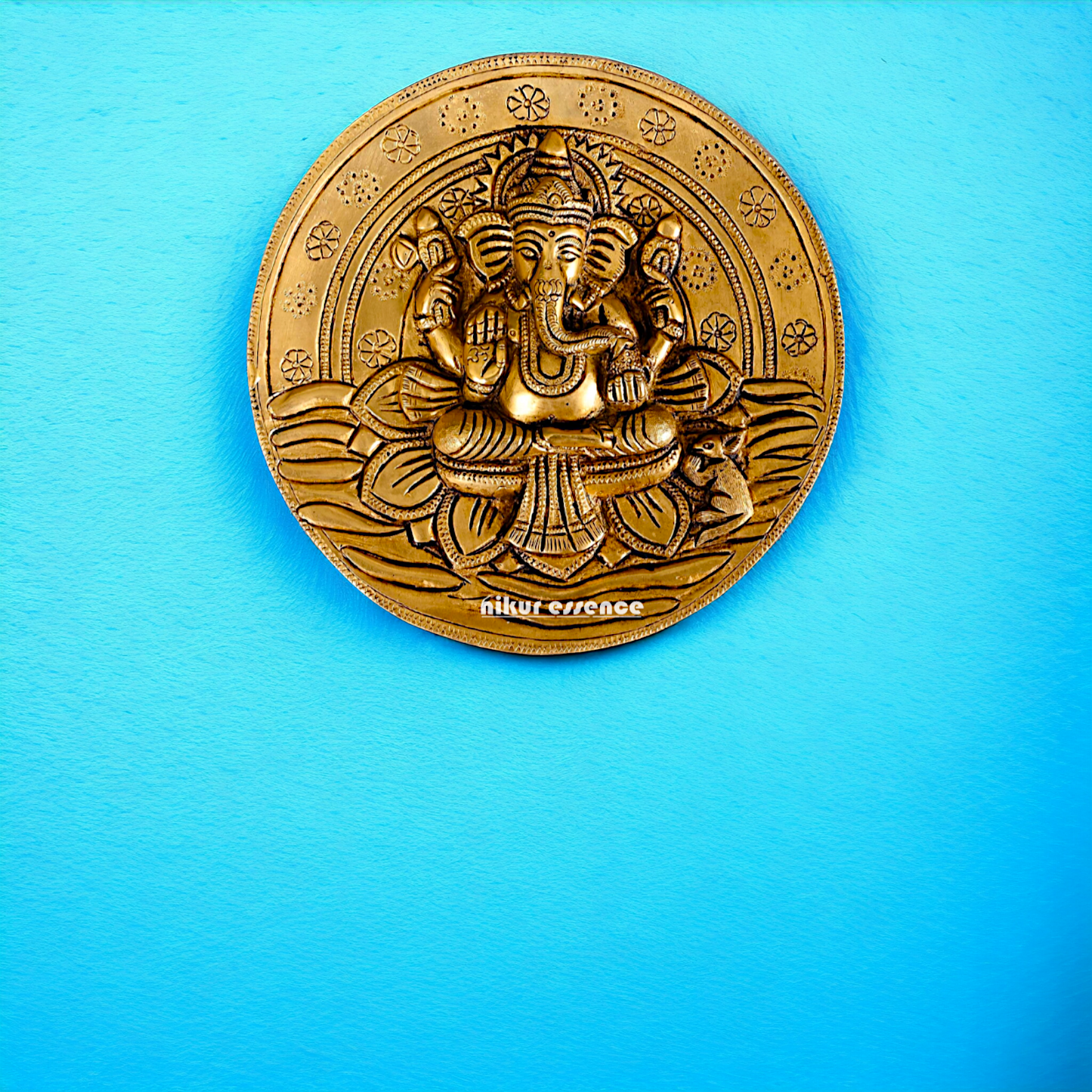 Pure Brass wall Ganesha wall hanging plate idol- 7 Inches