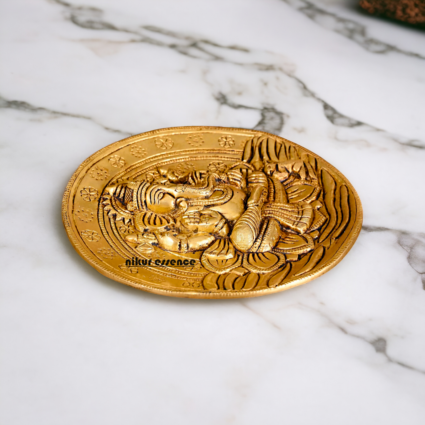 Pure Brass wall Ganesha wall hanging plate idol- 7 Inches