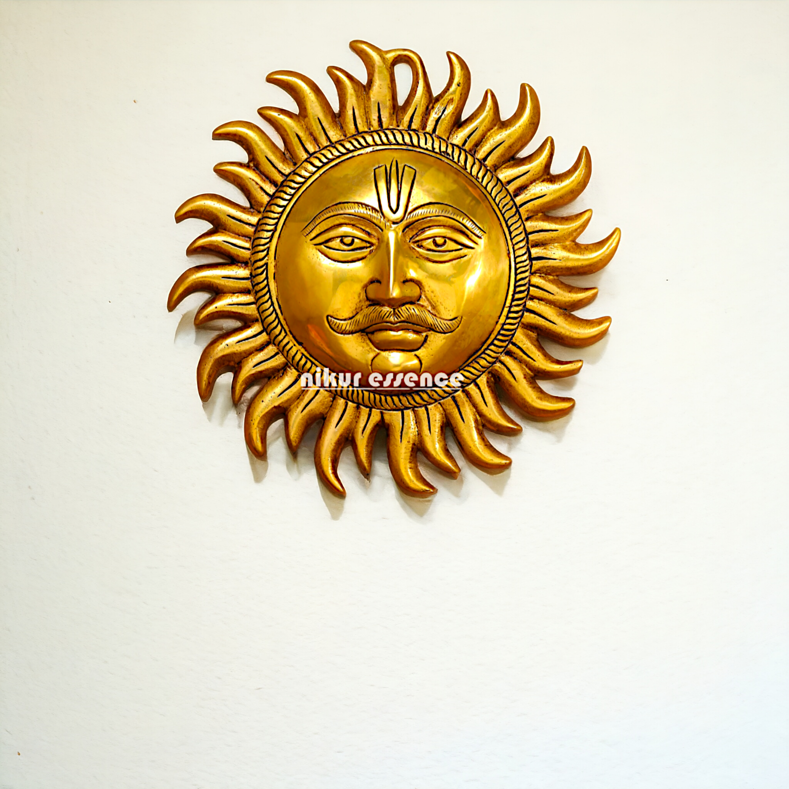 Sun face Beautiful Brass wall hanging plate - 9.5 Inches