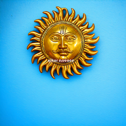 Sun face Beautiful Brass wall hanging plate - 9.5 Inches