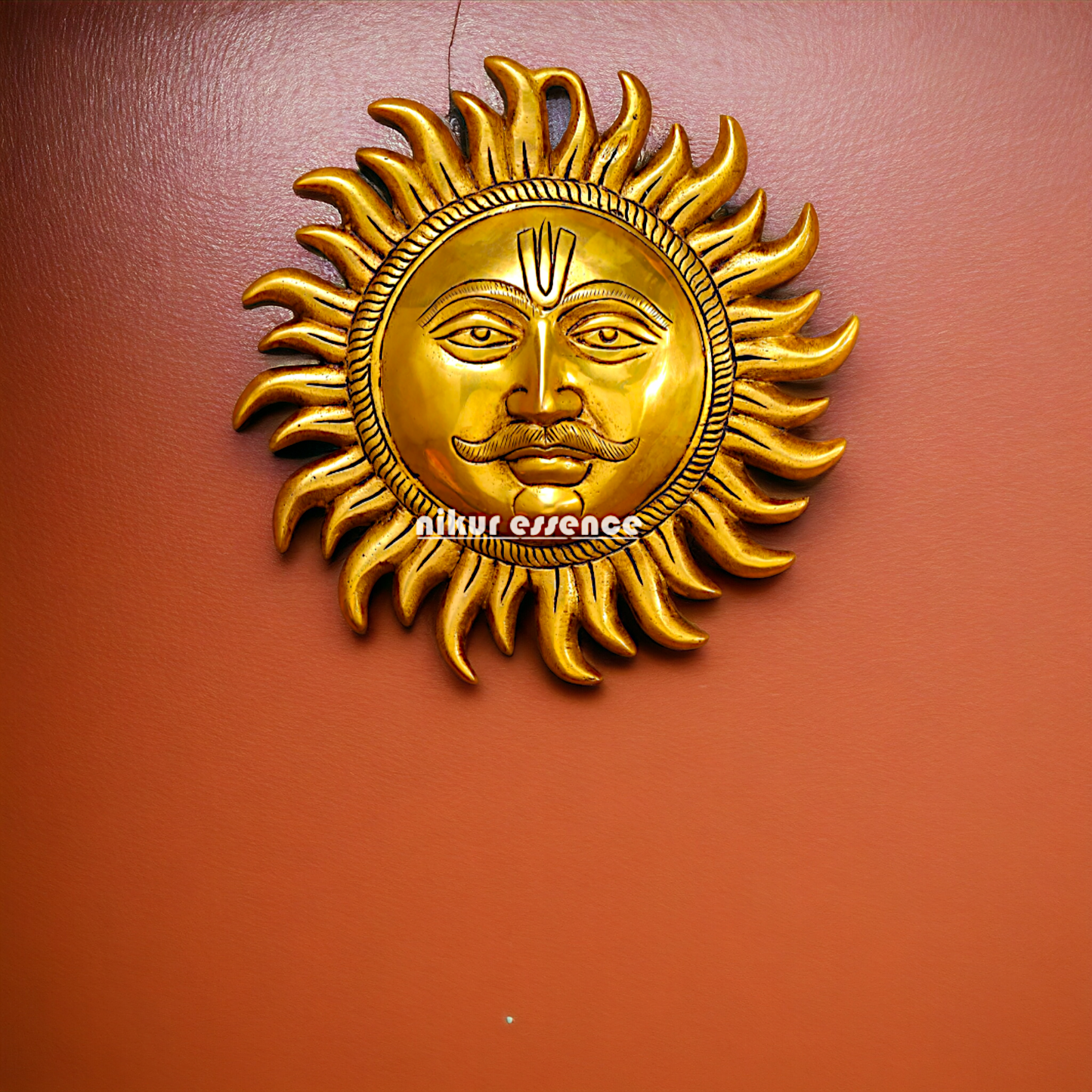 Sun face Beautiful Brass wall hanging plate - 9.5 Inches