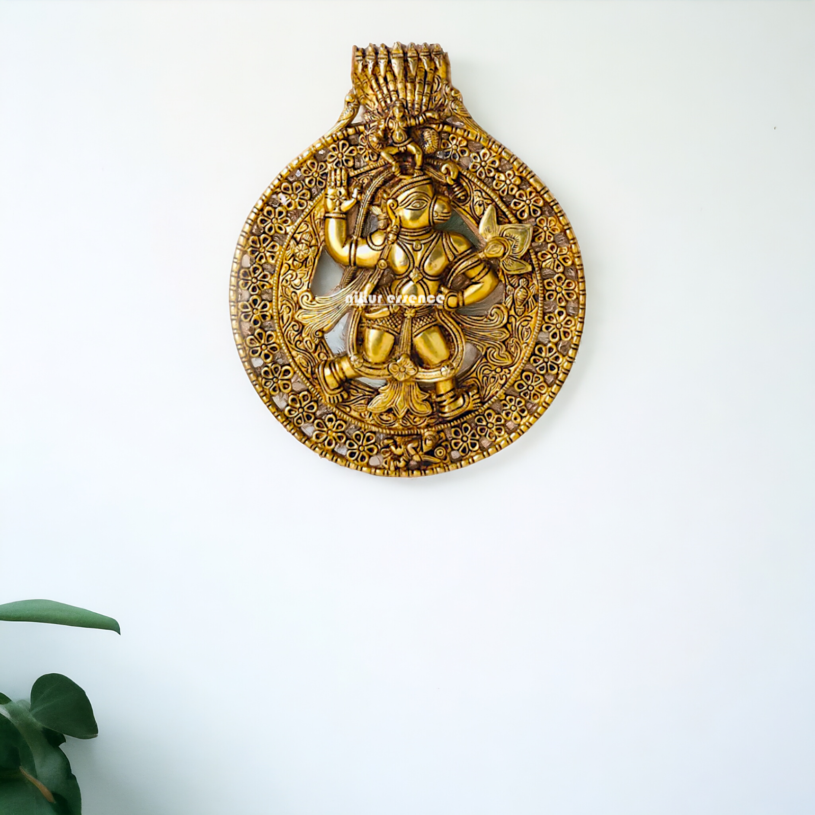 Brass Hanuman Monkey God wall Hanging plate idol - 12 Inches