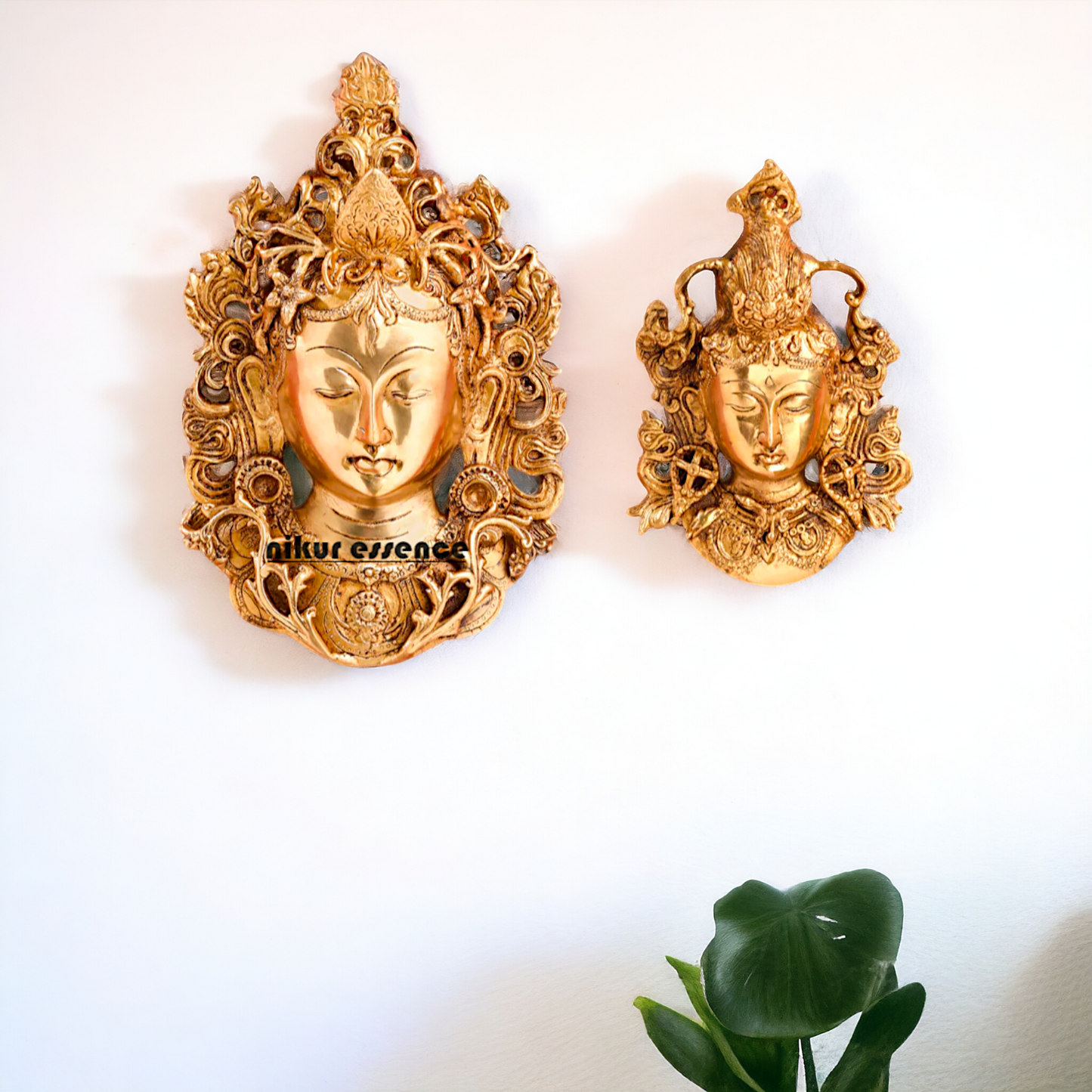 Tara Face Brass wall Hanging plate idol - 11 Inches