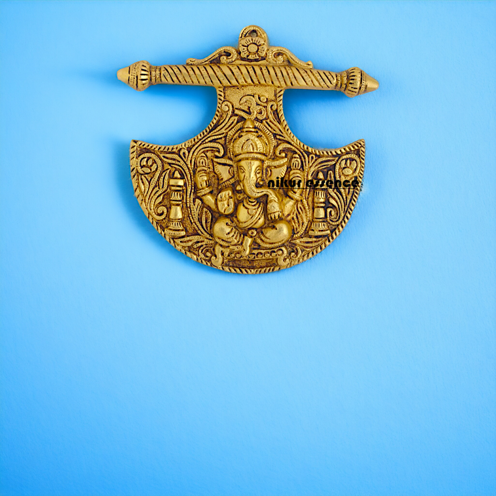 Ganesha Ganpati Brass wall Hanging plate idol - 8 Inches