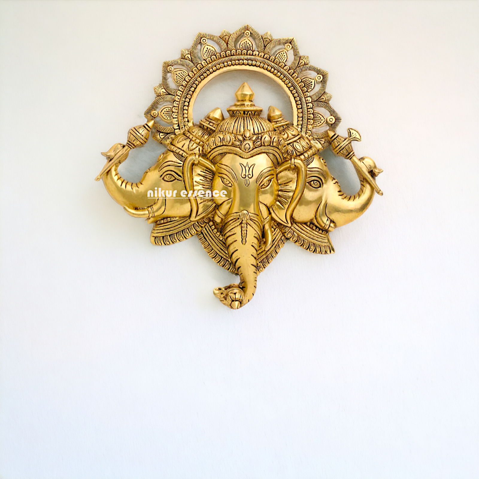 Ganesha pure Brass decor wall Hanging plate idol - 17 Inches