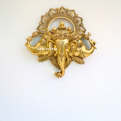 Ganesha pure Brass decor wall Hanging plate idol - 17 Inches