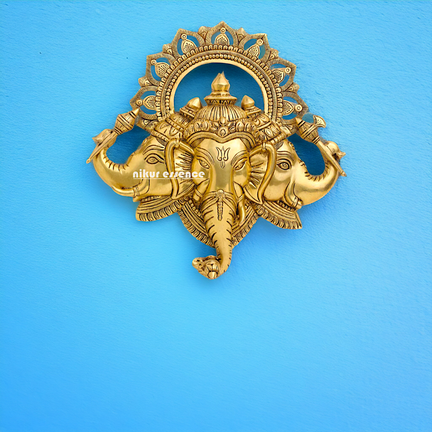 Ganesha pure Brass decor wall Hanging plate idol - 17 Inches