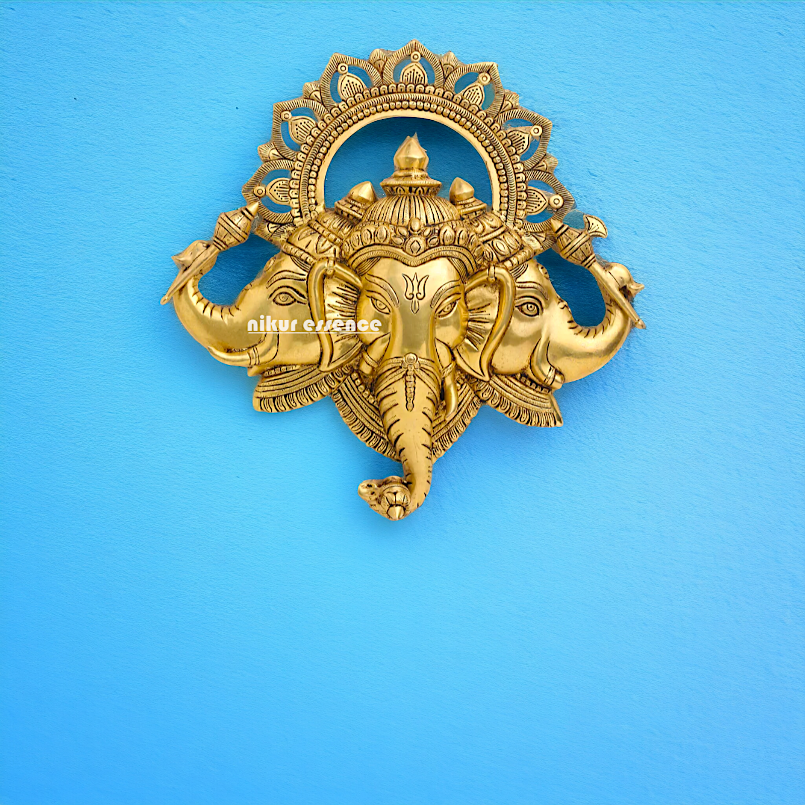 Ganesha pure Brass decor wall Hanging plate idol - 17 Inches