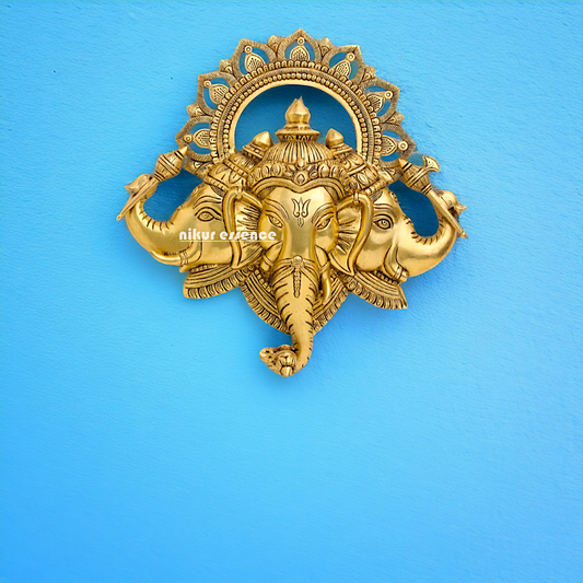 Ganesha pure Brass decor wall Hanging plate idol - 17 Inches