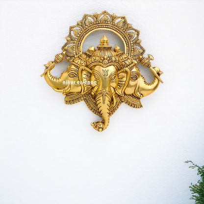 Ganesha pure Brass decor wall Hanging plate idol - 17 Inches