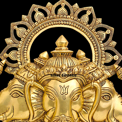 Ganesha pure Brass decor wall Hanging plate idol - 17 Inches