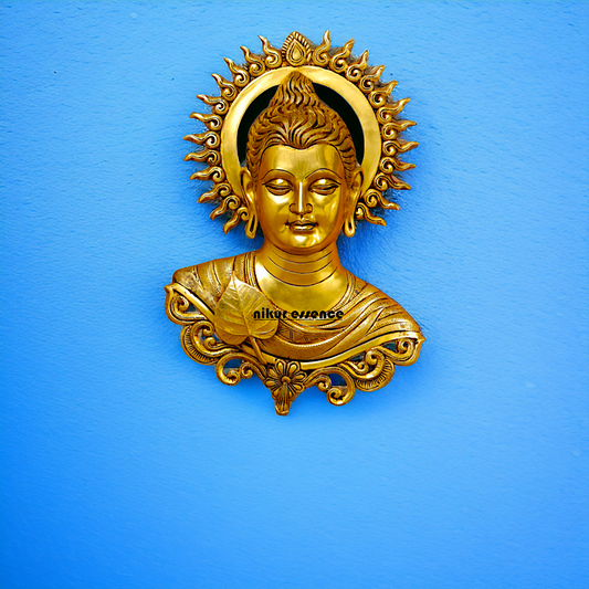 Big Buddha pure Brass decor wall Hanging plate idol - 15.5 Inches