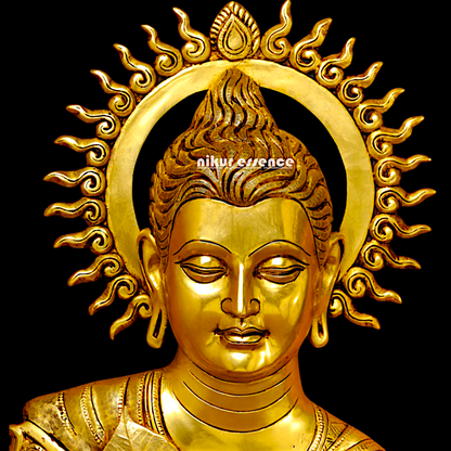 Big Buddha pure Brass decor wall Hanging plate idol - 15.5 Inches