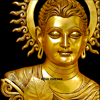 Big Buddha pure Brass decor wall Hanging plate idol - 15.5 Inches