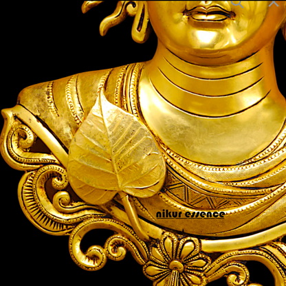 Big Buddha pure Brass decor wall Hanging plate idol - 15.5 Inches