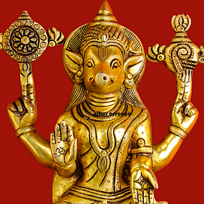 Brass Varahi Amman decor wall Hanging plate idol - 12 Inches