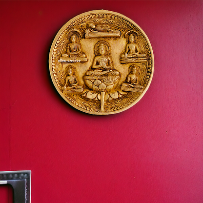 Brass Buddha beautiful decor wall Hanging plate idol - 8 Inches