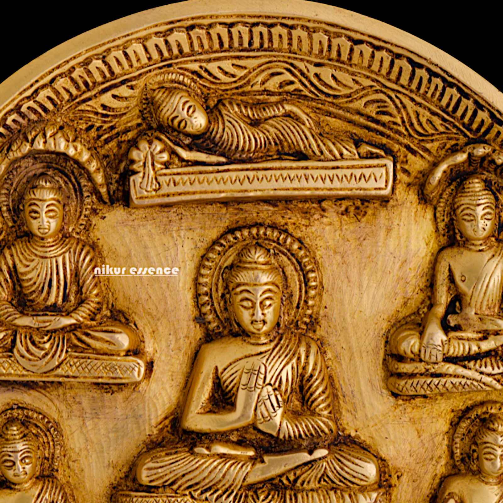 Brass Buddha beautiful decor wall Hanging plate idol - 8 Inches