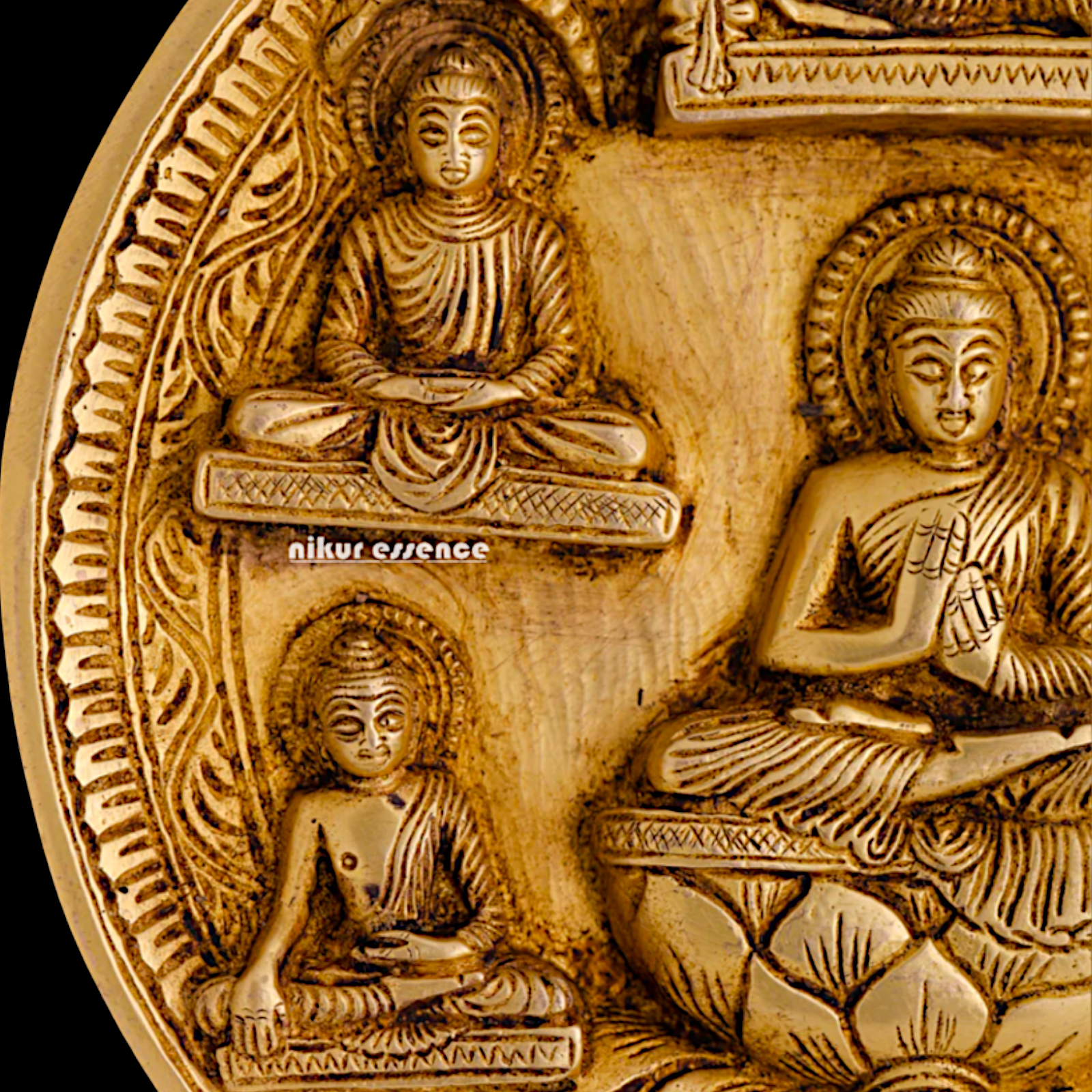 Brass Buddha beautiful decor wall Hanging plate idol - 8 Inches