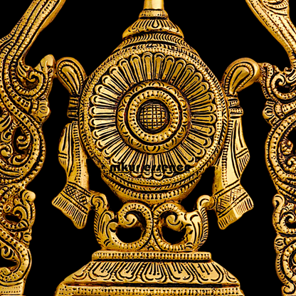 Brass Shankh chakra namaha beautiful decor wall Hanging plate idol - 12.5 Inches