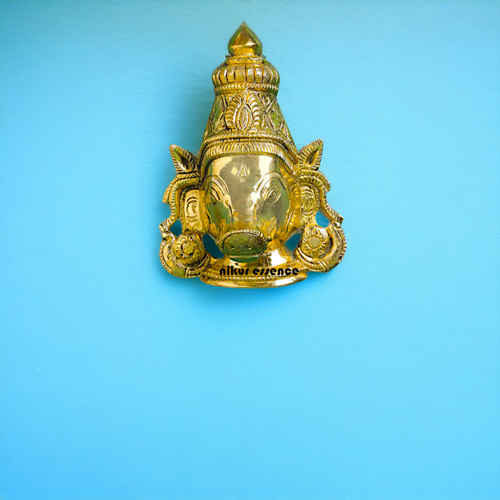 brass varaha face decor wall Hanging plate - 6.5 Inches