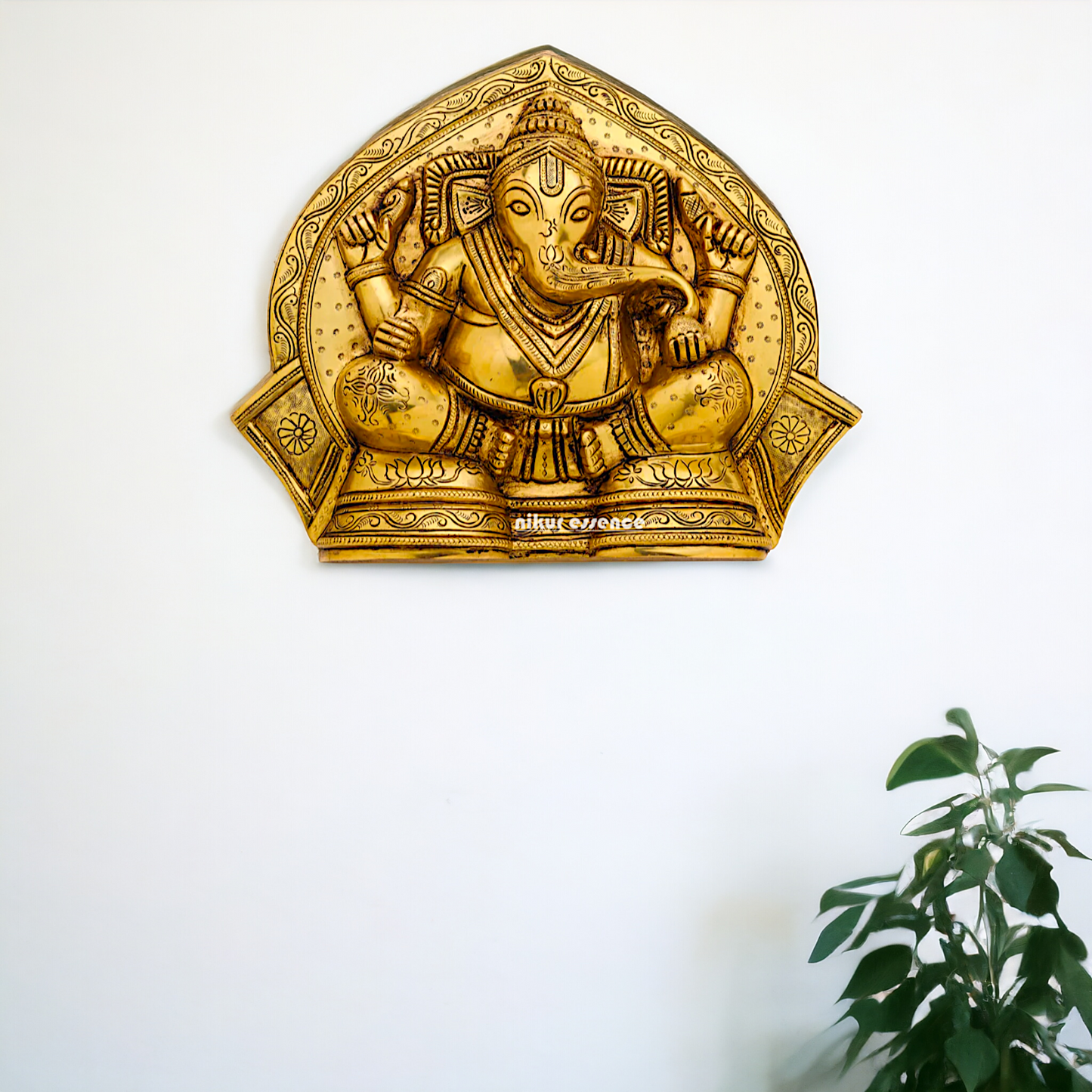 Brass Ganesha beautiful wall Hanging plate - 11.5 Inches